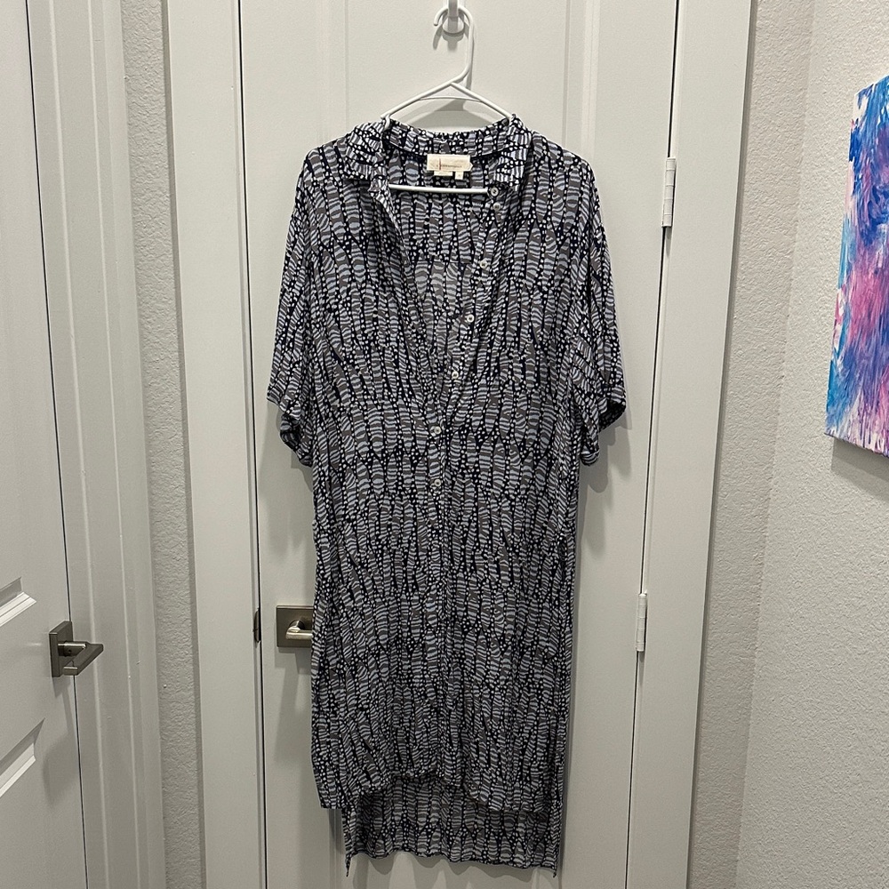 Anthropologie Navy, Light Blue, Gray and Beige Midi Dress/Shirt/Tunic